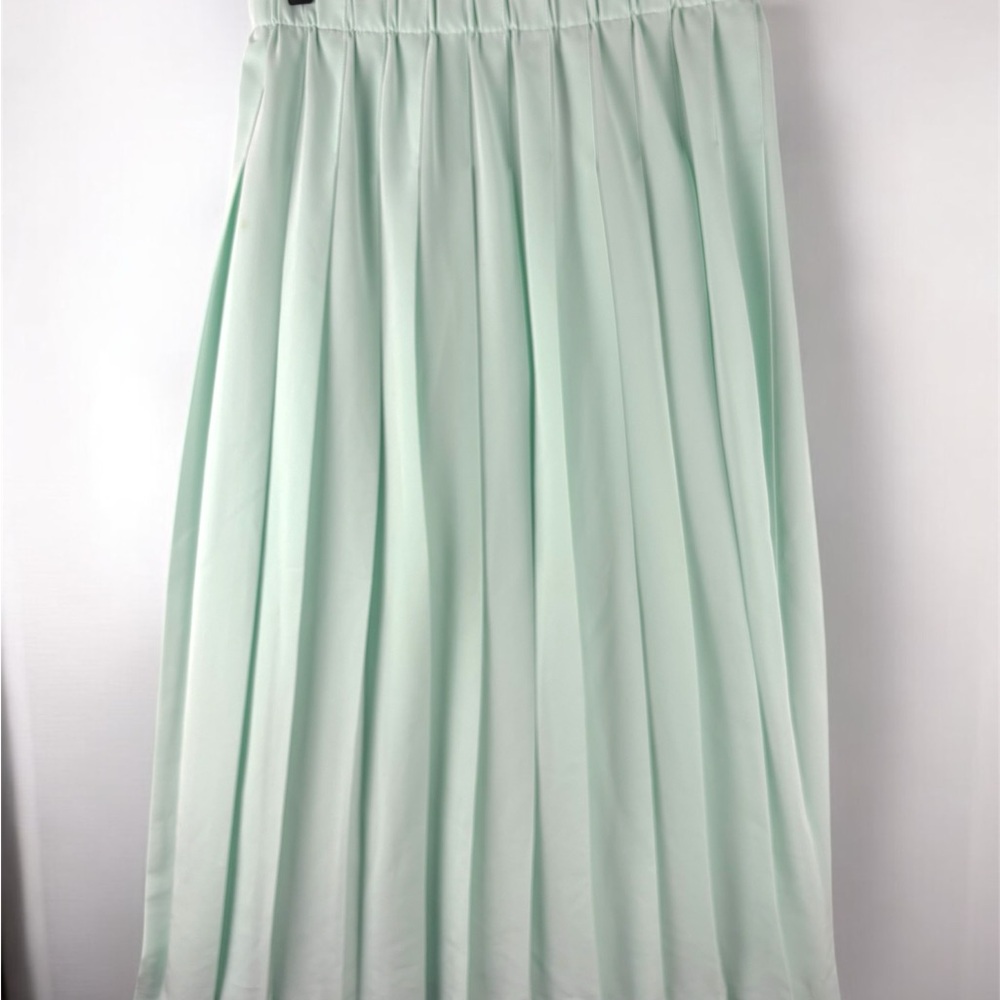 VTG Susan Bristol New Traditions Pleated Mint Midi Skirt Medium Made in USA - Picture 3 of 7